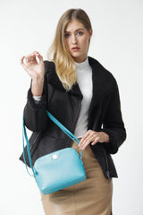 Türkise echte kleine Damen Lederhandtasche von Leder Schmidt