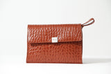 Kleine Damen Schultertasche in Rindnappa Croco-Optik cognac