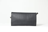 Edle schwarze Damen Leder Umhängtasche als Clutch in Rindnappa