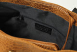 Damen Tragetasche aus Rindnappa cognac in Schlangenoptik