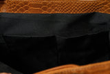 Damen Tragetasche aus Rindnappa cognac in Schlangenoptik