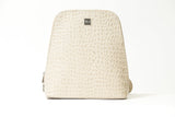 Rucksack aus Echt Leder in Rindnappa in Croco Optik Creme