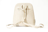 Rucksack aus Echt Leder in Rindnappa in Croco Optik Creme