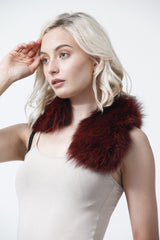 Dunkel roter kleiner Damen Blaufuchskragen - Leder Schmidt Online