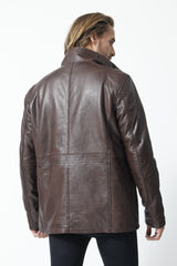 Leichte Halblange Herren Lederjacke aus Lammnappa in Braun vintage look