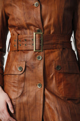 Aufwendige verarbeitete Damen Lederjacke aus weichem Lammnappa Braun Kastanie