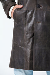 Herren Kurzmantel aus Lammnappa in Braun Vintage antik zum knöpfen