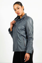 Kurze taillierte echte Damen Lederjacke aus Lammnappa in heaven vintage look