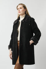 warme Damen Lammfelljacke aus entrefino Lammfell schwarz