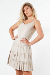 Exklusives Damen Lederkleid aus Butterweichem Lammnappa in Ivory