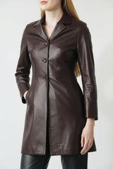 Federleichter Damen Lederblazer in Geh-Rocklänge aus Lammnappa in Oxblood