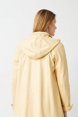 Damen Leder Kurzmantel Lammnappa mit Kapuze zum knöpfen in Vanille
