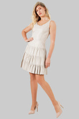 Exklusives Damen Lederkleid aus Butterweichem Lammnappa in Ivory