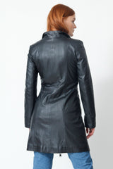 Leichter schwarzer Damen Ledermantel Leipzig