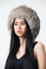 Damen Winter Bluefrost Silberfuchs Kappe aus echt Pelz