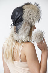 Finnraccoon Tschapka mit schwarzes Lammnappa in der Größe verstellbar