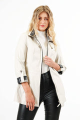 Längere Damen Lederjacke aus Lammnappa zum wenden Beige oder Schwarz