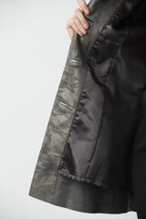 Feine Damen Lammnappa Lederjacke in Grey mit Printed Muster