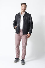 Dünner Herren Blouson-Lammnappa-Schwarz-hochschließbar-zwei Einschubtaschen-Leder Schmidt Online-seit 1991-Warnemünde