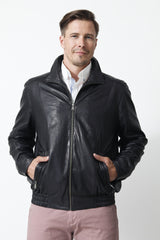 Dünner Herren Blouson-Lammnappa-Schwarz-hochschließbar-zwei Einschubtaschen-Leder Schmidt Online-seit 1991-Leipzig