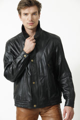 Kurze Herren Bundlederjacke Schwarz aus weichem Lammnappa und vielen Taschen