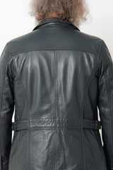 leichter dünner Herren Lederparka sportiv aus Lammnappa anthrazit mit Stehkragen
