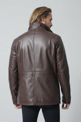 Leichte Halblange Herren Lederjacke aus Lammnappa in Braun vintage look