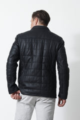 edle Herren Long Jacke im matten Lammleder und gesteppten Muster