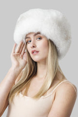 Edle Blaufuchs Tschapka in weiß mit Ohrenklappen, Leder Schmidt Online