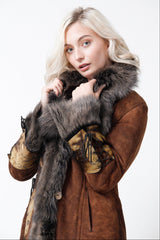 Toscana Lammfell-Mantel für Damen in braun