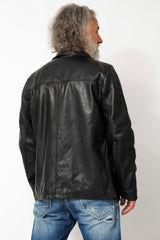 Klassische Herren Rindsnappa echte Lederjacke schwarz gerader Schnitt halblang robust