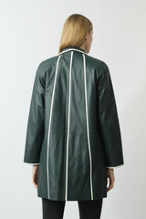 Damen Kurzmantel in A-Form aus Ziegen Leder nappiert in Petrol