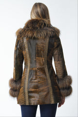 exklusive Damen Lammfelljacke halblang mit Gürtel