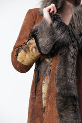 Antik brauner Damen Lammfellmantel mit Knöpfe