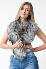 grosser breiter Damen Silberfuchs Kragen natur in ein Meter vierzig lang