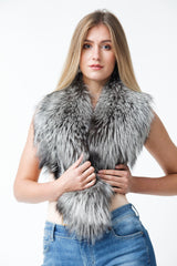 Damen Silberfuchs Kragen gross und breit in 1.40m länge in Natur