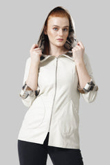 Halblange Damen Lederjacke in Ziegenleder beige zum wenden