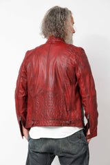 Sportliche kurze Herrenlederjacken Lammnappa in Rot vintage Look Bikerjacken Style