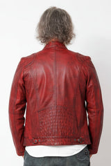 Sportliche kurze Herrenlederjacken Lammnappa in Rot vintage Look Bikerjacken Style