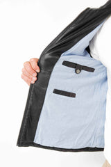 Kurze Herren Lederjacke aus Lammnappa in schwarz wattiert zeitlos