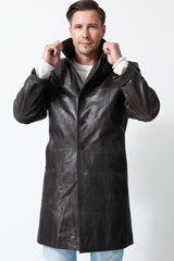 Herren Kurzmantel aus Lammnappa in Braun Vintage antik zum knöpfen