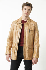super leichte Herren Jacke in cognac aus Lammnappa -Leder Schmidt Online