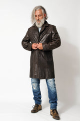 Herren Kurzmantel aus Lammnappa in Braun Vintage antik zum knöpfen