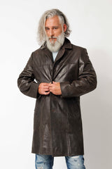 Herren Kurzmantel aus Lammnappa in Braun Vintage antik zum knöpfen