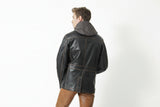 Halblange braune Herren Lederjacke in Lammnappa in Sakkoform