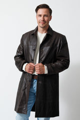 Herren Kurzmantel aus Lammnappa in Braun Vintage antik zum knöpfen