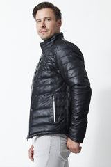 leichte Herren Lederjacke gesteppt in Lammnappa schwarz tailliert