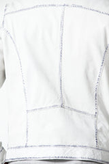 Herren Leder Jacke Lammnappa in Offwhite Blau mit Stehkragen hochschließbar