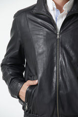 Herren Blouson in sehr dünn und federleicht -Lammnappa Schwarz-Leder Schmidt Online-Zeitlos und Modern