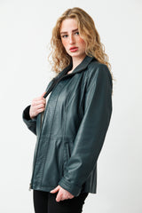 Kurze duenne Damen Lederjacke aus Lammnappa Althema tailliert ohne Wattierung